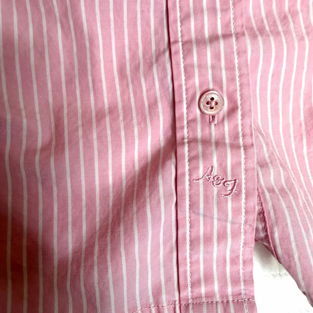 Abercrombie and Fitch AF Superfine Poplin Y2K Button Up Pink White Long Sleeve - Picture 5 of 9
